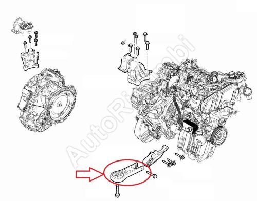 Support moteur Fiat Ducato depuis 2021 2.2D inférieur