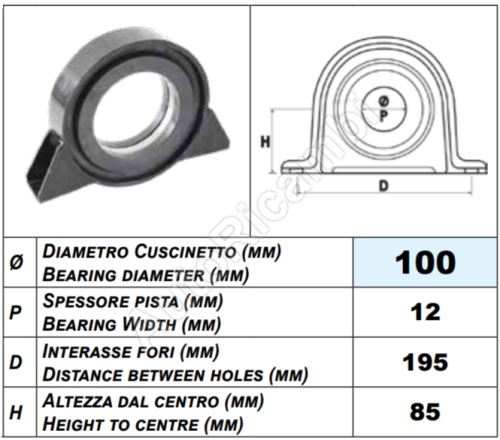Propshaft bearing Iveco EuroCargo 80/100E 100mm