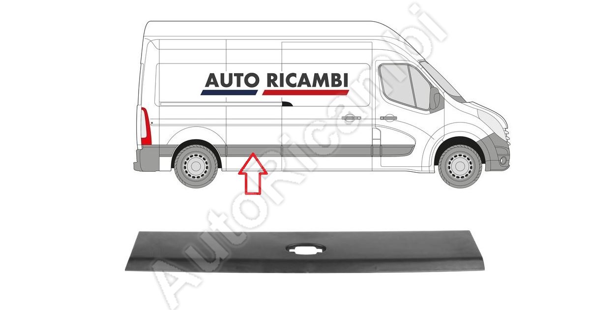 Protective trim Renault Master since 2010 right, behind the sliding door for  front door - AR - 768F30003R