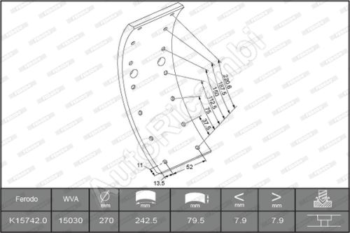 Brake lining Iveco TurboDaily 49.12