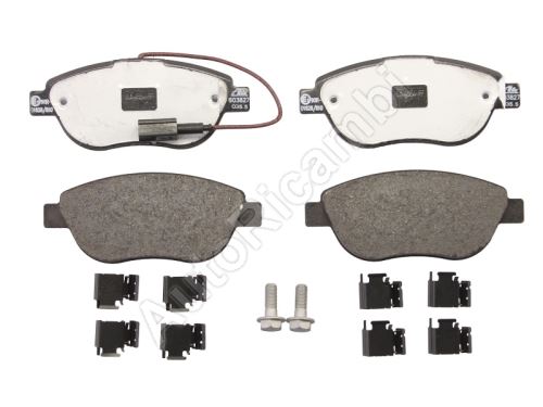 Brake pads Fiat Doblo since 2010 front, 1-sensor, with accessories, system BOSCH