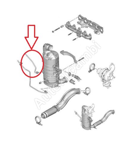 Differential pressure sensor pipe Citroën Berlingo, Partner since 2018 1.5 BlueHDi -upper