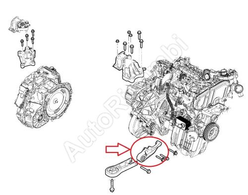 Support moteur Fiat Ducato depuis 2021 2.2D inférieur, transmission automatique