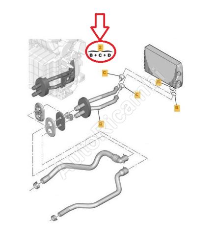 Heating radiator pipe Citroën Berlingo, Peugeot Partner 2008-2018