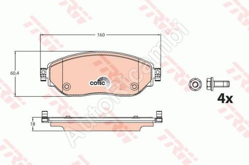 Brake pads Fiat Talento since 2016, Renault Trafic since 2014 front