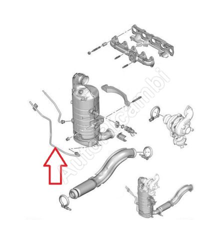 Differential pressure sensor pipe Citroën Berlingo, Partner since 2018 1.5 BlueHDi -lower