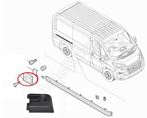 Sliding door rail end Fiat Ducato since 2014 right middle