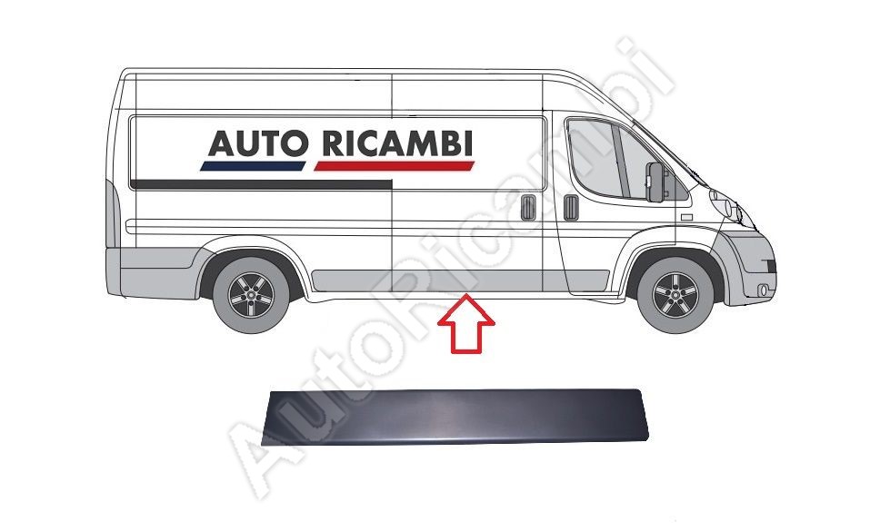 O/S RIGHT Drivers Side Panel Moulding Trim With Lamp Hole LWB Fiat Ducato