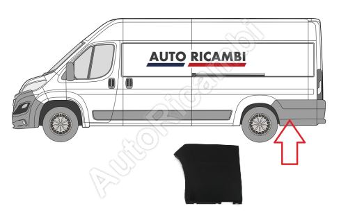 Protective trim Fiat Ducato since 2014 left behind the rear wheel, wide, black